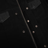 Men's Full Cut Denim Jacket – Leather Trim & Hidden Pockets