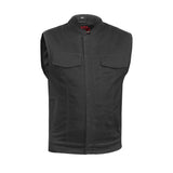 Weston Black Men's Denim Motorcycle Vest – Single Panel Back
