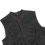Weston Black Men's Denim Motorcycle Vest – Single Panel Back
