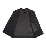 Weston Black Men's Denim Motorcycle Vest – Single Panel Back