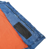 Men's Blue Denim Motorcycle Vest with Lace & Pockets