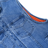 Men's Blue Denim Motorcycle Vest with Lace & Pockets
