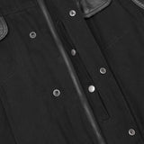 Men's Black Denim Single Panel Concealment Vest W/ Leather Trim