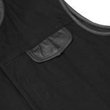 Men's Black Denim Single Panel Concealment Vest W/ Leather Trim