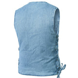 Women's Single Back Panel Concealed Carry Denim Vest - Blue