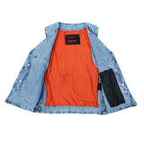 Women's Single Back Panel Concealed Carry Denim Vest - Blue
