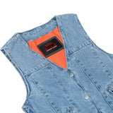 Women's Single Back Panel Concealed Carry Denim Vest - Blue
