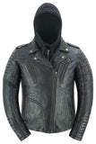 Evergreen Women's  Leather Motorcycle Jacket – Olive