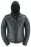 Evergreen Women's  Leather Motorcycle Jacket – Olive