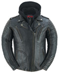 Evergreen Women's  Leather Motorcycle Jacket – Olive