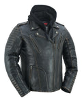 Evergreen Women's  Leather Motorcycle Jacket – Olive