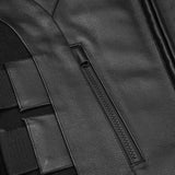 Men's Black Leather SWAT Style Motorcycle Vest