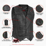 Men's Line Ranger Multi-Pocket Motorcycle Vest - Black