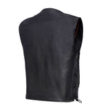 Clubster Men's Black Milled Cowhide Side Lace Motorcycle Leather Vest