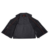 Clubster Men's Black Milled Cowhide Side Lace Motorcycle Leather Vest