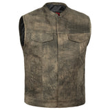 Men's Antique Brown Leather Motorcycle Vest