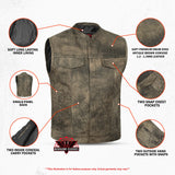 Men's Antique Brown Leather Motorcycle Vest