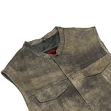 Men's Antique Brown Leather Motorcycle Vest