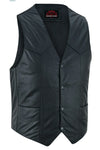 Men's Traditional Light Weight Black Leather Motorcycle Vest