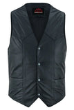 Men's Traditional Light Weight Black Leather Motorcycle Vest