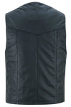 Men's Traditional Light Weight Black Leather Motorcycle Vest