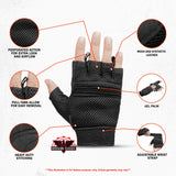 Synthetic Leather/ Mesh Fingerless Glove