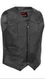 Men's Traditional Leather Motorcycle Vest - Black