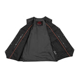 Men's Traditional Leather Motorcycle Vest - Black