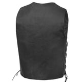 Men's Traditional Leather side lacing Vest - Black