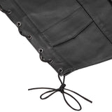 Men's Traditional Leather side lacing Vest - Black