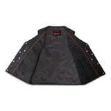 Buffalo Nickel Black Leather Vest for Men - Customizable Back & Satin Liner