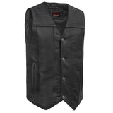 Men's Milled Single Back Panel Leather Vest - Black