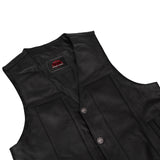 Men's Milled Single Back Panel Leather Vest - Black