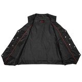Men's Milled Single Back Panel Leather Vest - Black