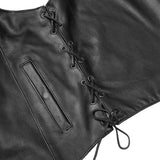 Hawk Men's Classic Black Leather Motorcycle Vest