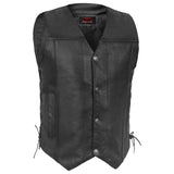 Hawk Men's Classic Black Leather Motorcycle Vest