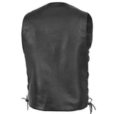 Hawk Men's Classic Black Leather Motorcycle Vest