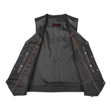 Hawk Men's Classic Black Leather Motorcycle Vest
