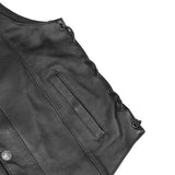 Hawk Men's Classic Black Leather Motorcycle Vest
