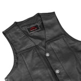 Hawk Men's Classic Black Leather Motorcycle Vest