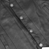 Hawk Men's Classic Black Leather Motorcycle Vest