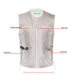 Men's Zipper Front Black Leather Motorcycle Vest