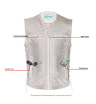 Men's Zipper Front Black Leather Motorcycle Vest