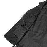 Men's Tall Classic Tapered Bottom Biker Leather Vest- Black