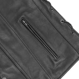 Men's Tall Classic Tapered Bottom Biker Leather Vest- Black