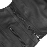 Men's Tall Classic Tapered Bottom Biker Leather Vest- Black