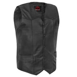 Men's Tall Classic Motorcycle Leather Vest - Black