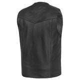Men's Tall Classic Motorcycle Leather Vest - Black