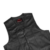 Men's Tall Classic Motorcycle Leather Vest - Black