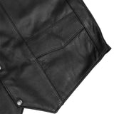 Men's Tall Classic Motorcycle Leather Vest - Black